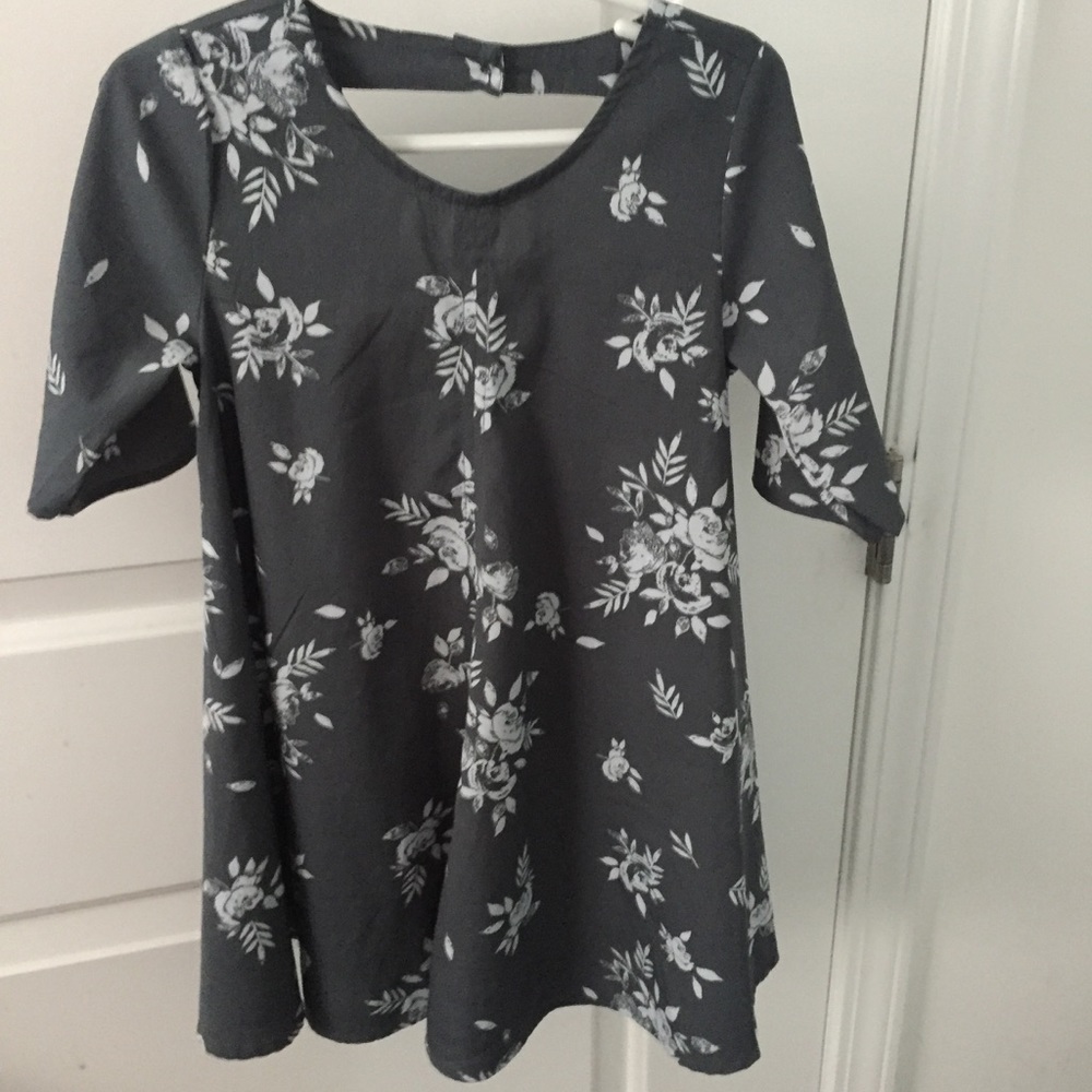 Floral gray and white. Girl dress